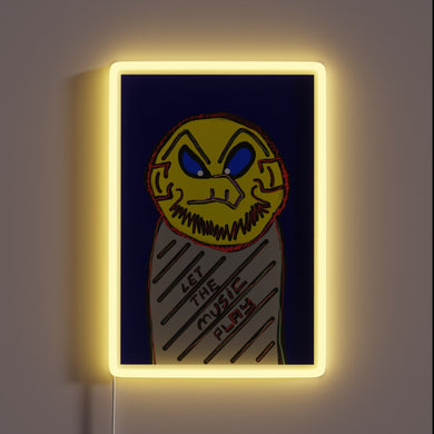 Vibrant RGB LED neon sign with a musical note design