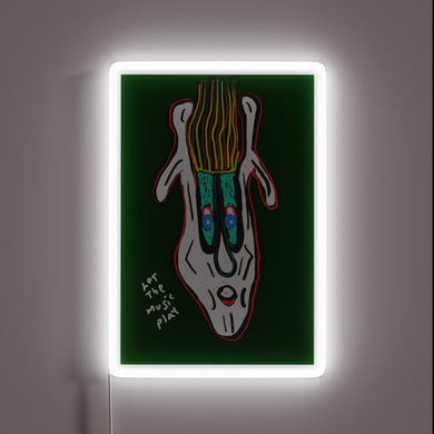 Vibrant RGB light-up neon sign with musical notes design
