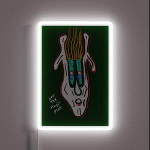 Vibrant RGB light-up neon sign with musical notes design