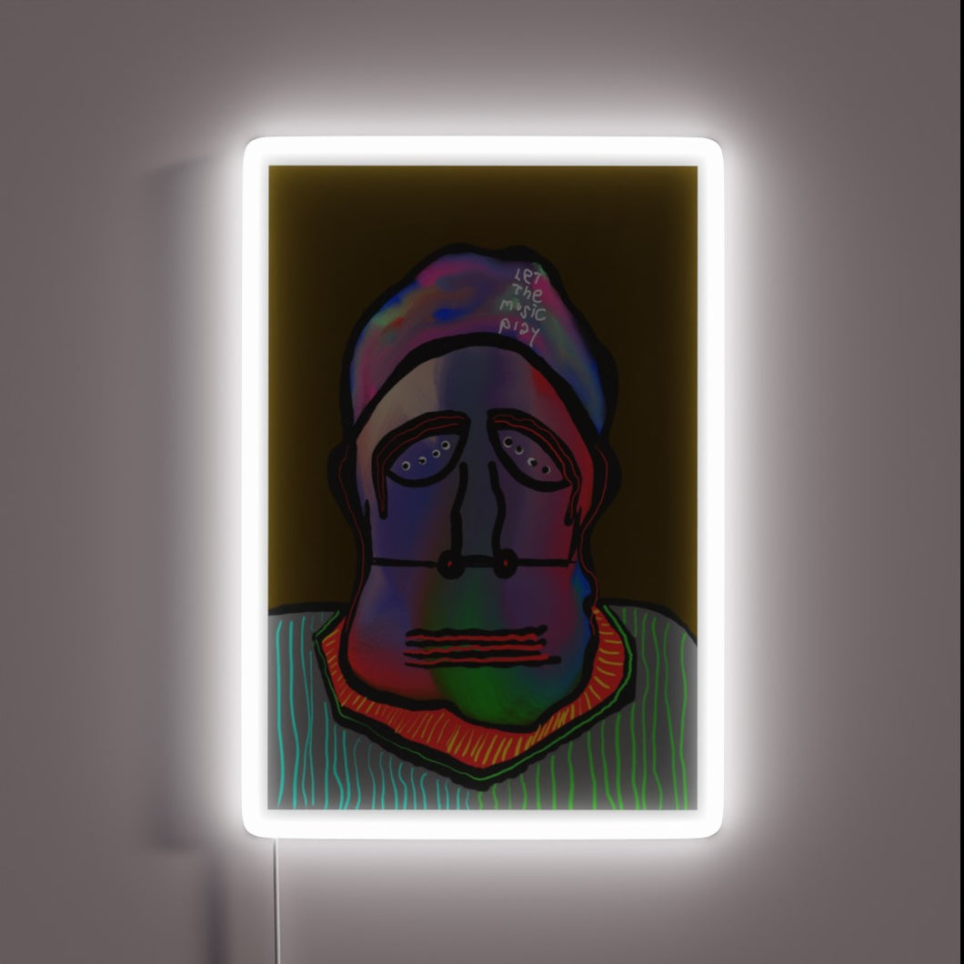 RGB Neon Sign with Moving Music Notes Art Design