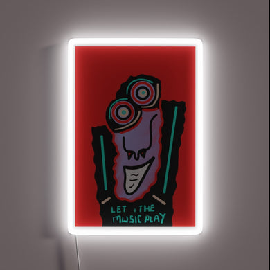 Vibrant Neon Sign with Color-Changing LEDs Creates Music Inspired Ambiance