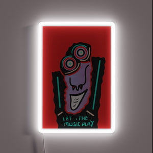 Vibrant Neon Sign with Color-Changing LEDs Creates Music Inspired Ambiance