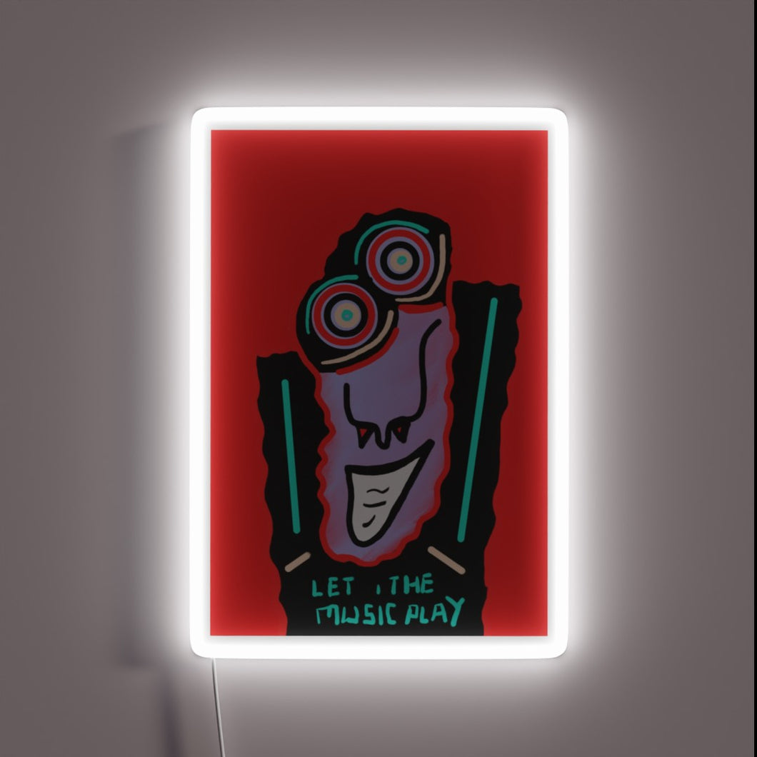 Vibrant Neon Sign with Color-Changing LEDs Creates Music Inspired Ambiance