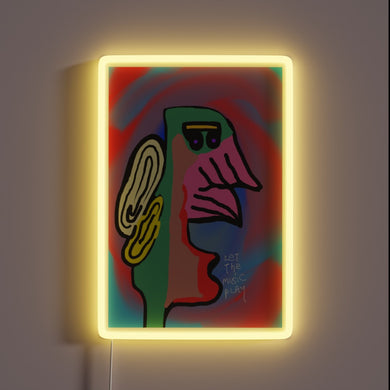 Vibrant RGB Neon Sign That Encourages People to Let Music Play