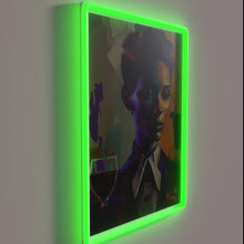 Load image into Gallery viewer, Neon pride sign celebrates diversity with vibrant rainbow wine colors.