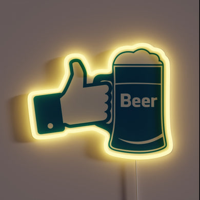 Neon Beer Sign with Colorful RGB Lighting Effect Illumination