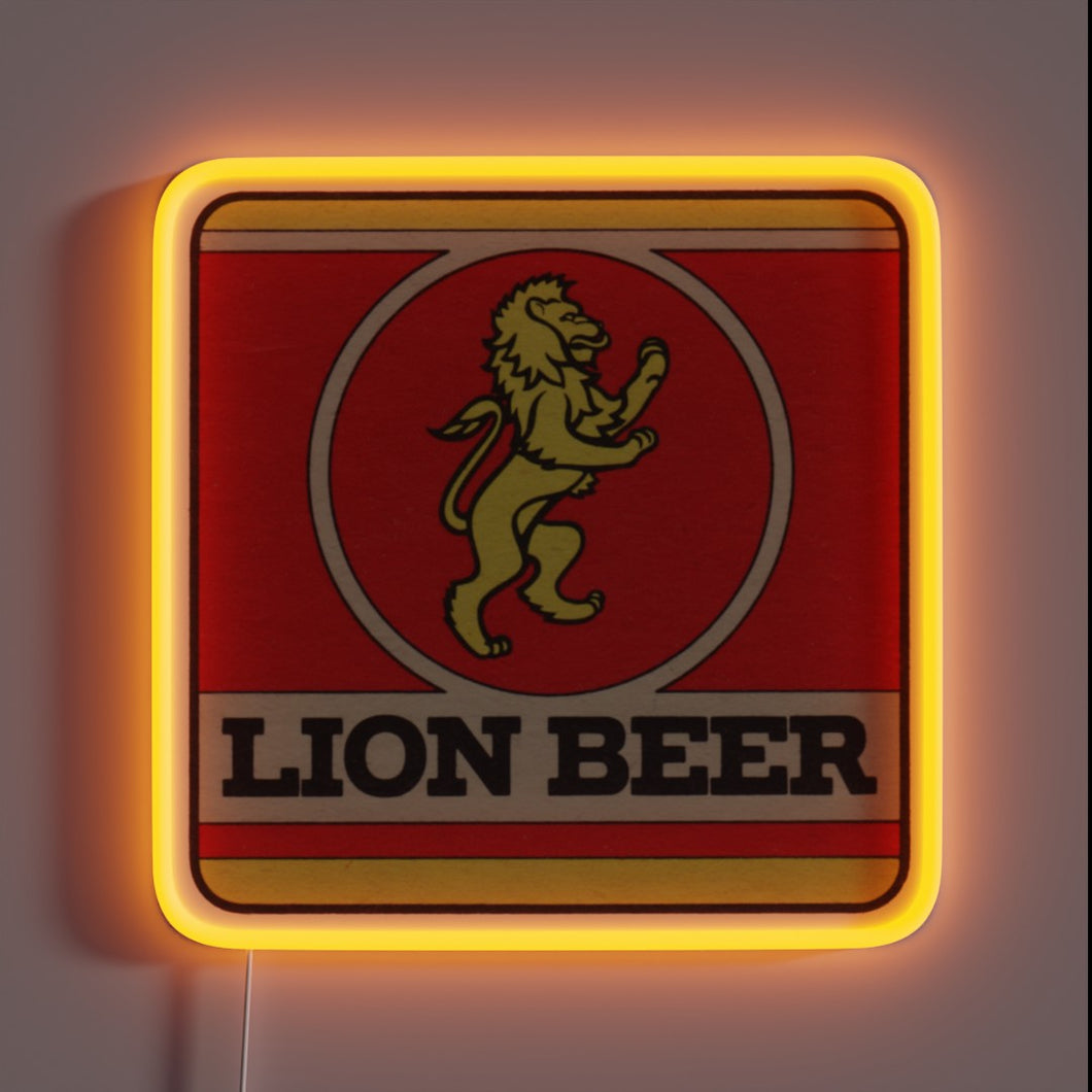 Vibrant RGB neon coaster featuring a stylized lion design