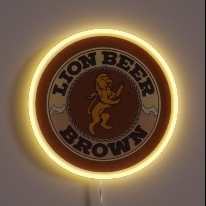 RGB Neon Sign for Lion Brown Beer Coasters Decorative Accents