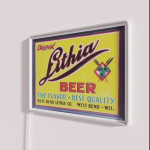 Vintage inspired lithia beer bar decor with colorful rgb lighting