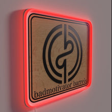 Load image into Gallery viewer, Neon-lit logo and name embossment with customizable RGB colors