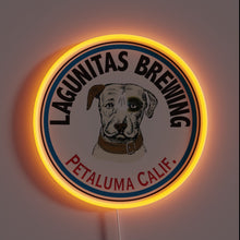 Load image into Gallery viewer, This neon sign showcases the iconic Lagunitas Brewing logo featuring its trademark dog illustration, proudly representing Petaluma, California — a must-have for fans of craft beer and West Coast brews.
