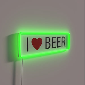 Vibrant RGB neon bar decoration with love beer design