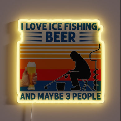 Neon Sign - Ice Fishing Themed Bar Decor with Beer Icons