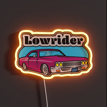 Load image into Gallery viewer, Lowrider Chevy Impala RGB neon sign, front view lit, printed on acrylic