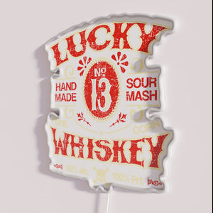 Vintage Bar Decor Retro Distressed Lucky Whiskey Neon Sign Illumination