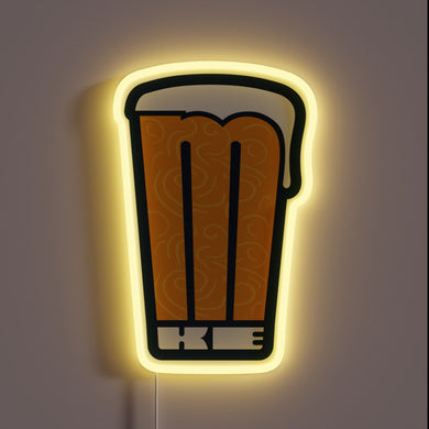 Colorful illuminated MP pint glass with vibrant RGB neon swirl.