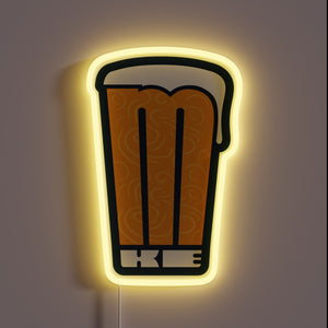 Colorful illuminated MP pint glass with vibrant RGB neon swirl.
