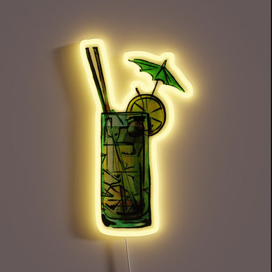 Vibrant RGB Neon Sign featuring Classic Mai Tai Cocktail Design.