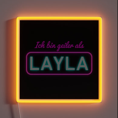 Vibrant neon sign with playful, cheeky, and humorous Mallorca quote.