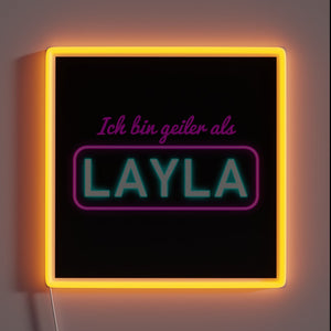 Vibrant neon sign with playful, cheeky, and humorous Mallorca quote.