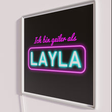 Load image into Gallery viewer, Unique Mallorca inspired Layla quote RGB lit neon home decor