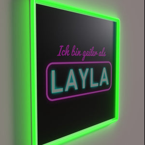Mallorca-inspired retro neon sign with cheeky phrase in bold letters