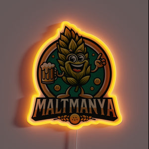 Eye-catching Black Neon Sign Featuring Maltmanya Logo in Vibrant RGB Colors