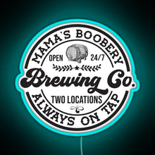 Load image into Gallery viewer, Mama s Boobery Brewing Co Funny Breastfeeding For New Mom RGB neon sign lightblue 