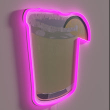 Load image into Gallery viewer, Margarita Cocktail RGB neon sign, side view lit showing the depth of the acrylic sign
