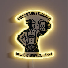 Load image into Gallery viewer, Vibrant Neon Sign Illuminates Masskrugstemmen Beer Garden in New Braunfels.