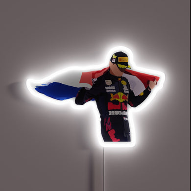 Custommirror LED wall light of a victorious F1 driver in Red Bull