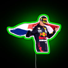 Load image into Gallery viewer, Max Verstappen Dutch Flag RGB neon sign green