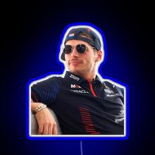 Load image into Gallery viewer, Max Verstappen Formula 1 World Champion Sideways hat RGB neon sign blue