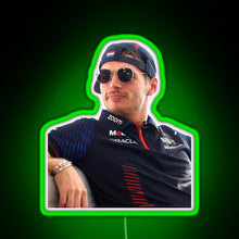 Load image into Gallery viewer, Max Verstappen Formula 1 World Champion Sideways hat RGB neon sign green