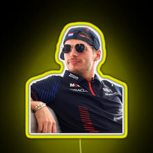 Load image into Gallery viewer, Max Verstappen Formula 1 World Champion Sideways hat RGB neon sign yellow