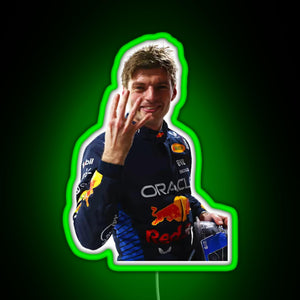 Max Verstappen Four Time World Champion Sticker RGB neon sign green