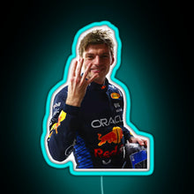 Load image into Gallery viewer, Max Verstappen Four Time World Champion Sticker RGB neon sign lightblue 