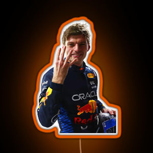 Max Verstappen Four Time World Champion Sticker RGB neon sign orange