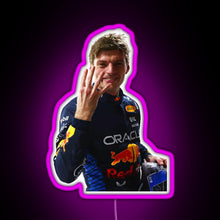 Load image into Gallery viewer, Max Verstappen Four Time World Champion Sticker RGB neon sign  pink