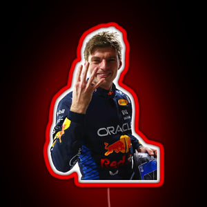 Max Verstappen Four Time World Champion Sticker RGB neon sign red