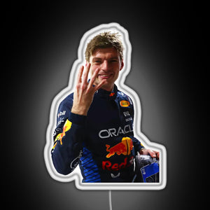 Max Verstappen Four Time World Champion Sticker RGB neon sign white 