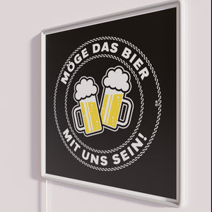 Vibrant 'May the Beer Be with Us' Neon Bar Sign Decor