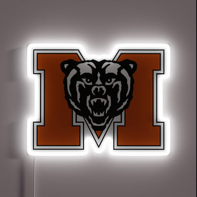 Mercer Bears neon sign — fierce school pride, lit up bold.