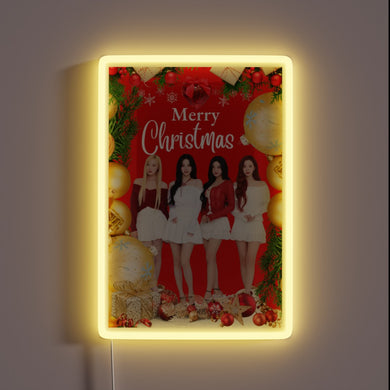 Merry Christmas Aespa fan gift, vibrant RGB neon lit decoration