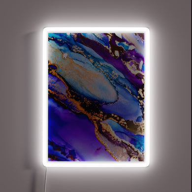 Radiant metallic dreamcatcher with vibrant RGB neon light display.