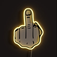 Load image into Gallery viewer, Middle Finger RGB neon sign, front view lit, printed on acrylic