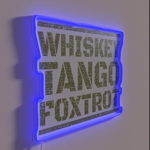 Retro military themed whiskey bar decor with whimsical LED glow