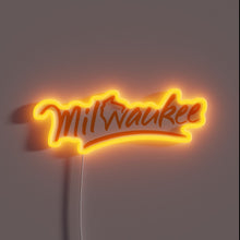 Load image into Gallery viewer, Vintage Milwaukee Wisconsin City Skyline Handwritten RGB Neon Sign