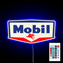 Load image into Gallery viewer, Mobil oil Vintage sign logo 1950 RGB neon sign remote