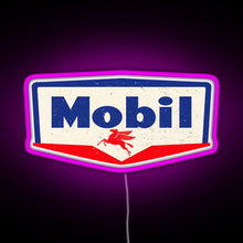 Load image into Gallery viewer, Mobil oil Vintage sign logo 1950 RGB neon sign  pink
